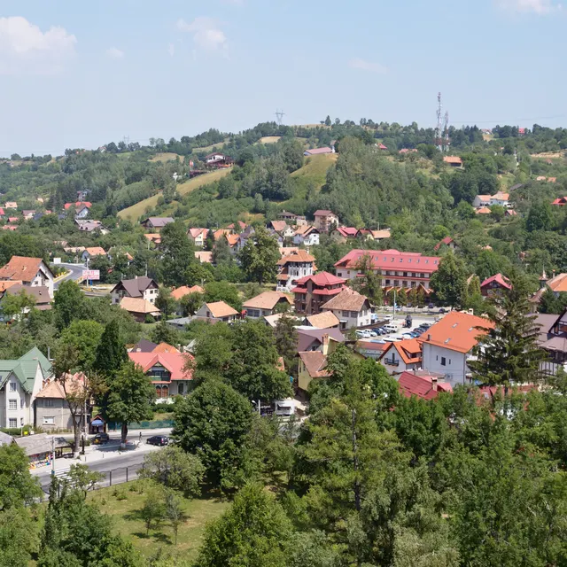 The village of Bran seen from the castle battlements
